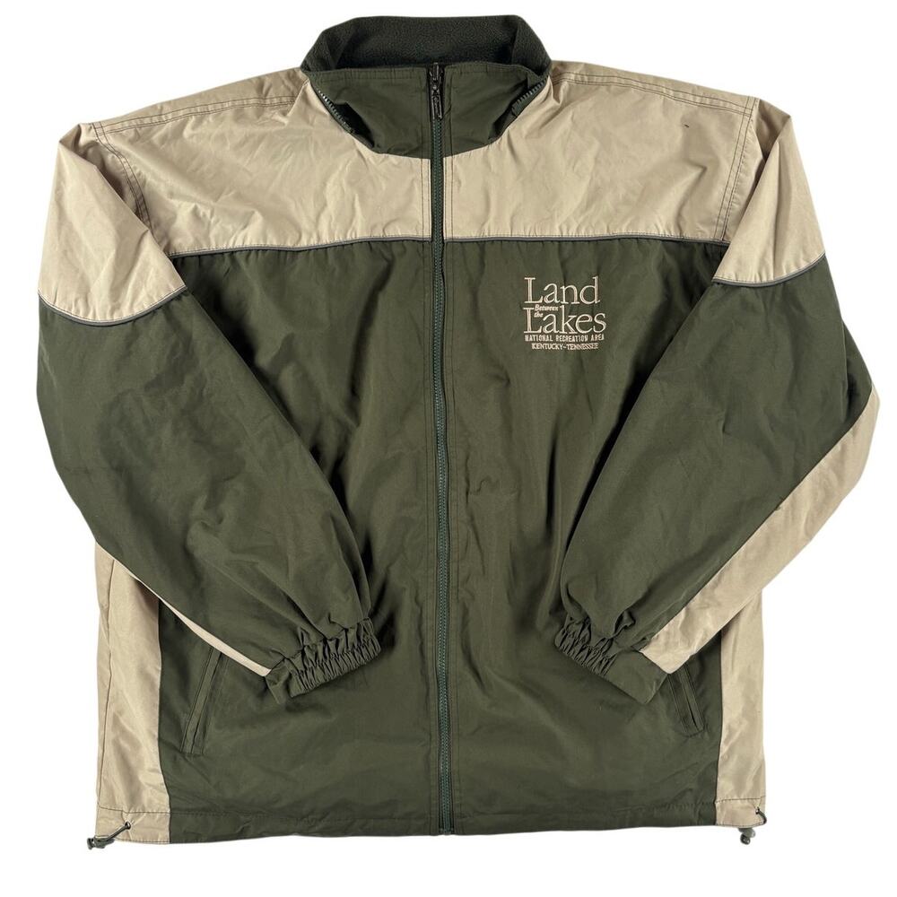 Land Between the Lakes Windbreaker Jacket - Green Tan - Size Unknown SEE DESC